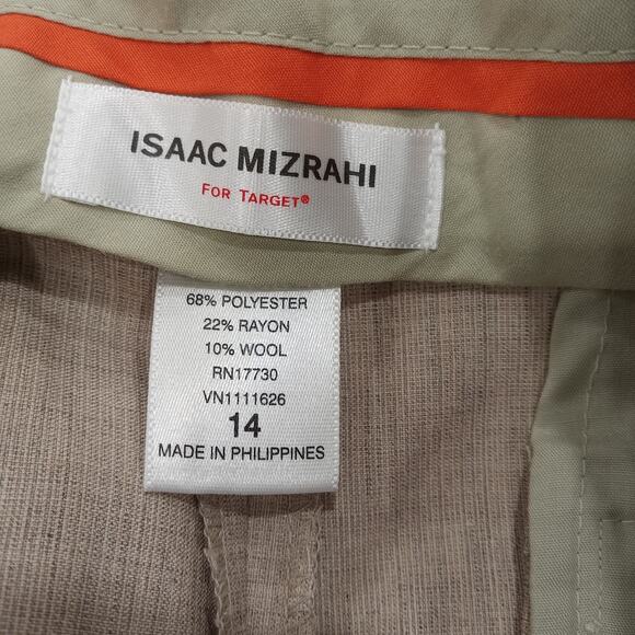 Isaac Mizrahi Dress Pants Womens 14 Brown Wool Blend Woven Straight Leg Career - Picture 7 of 12